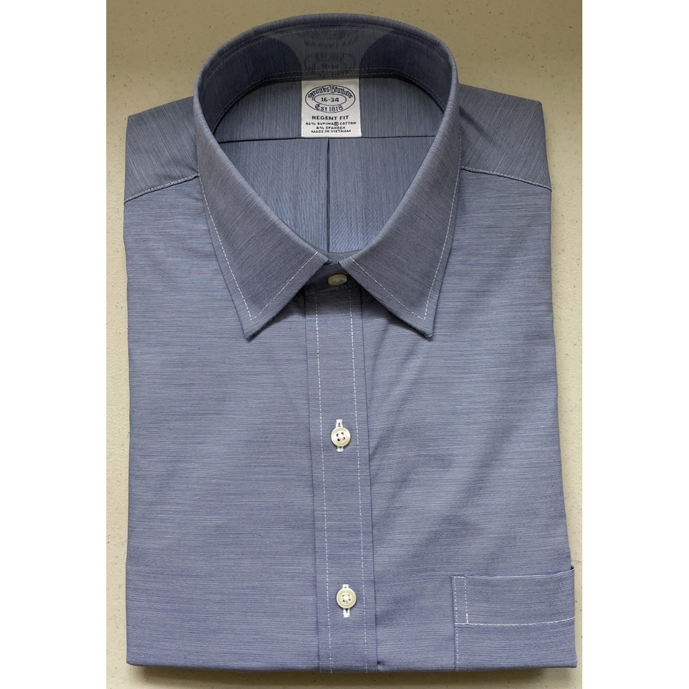 NWT Brooks Brothers 1818 Blue Button Down Dress Shirt Mens 16 34 Regent Fit